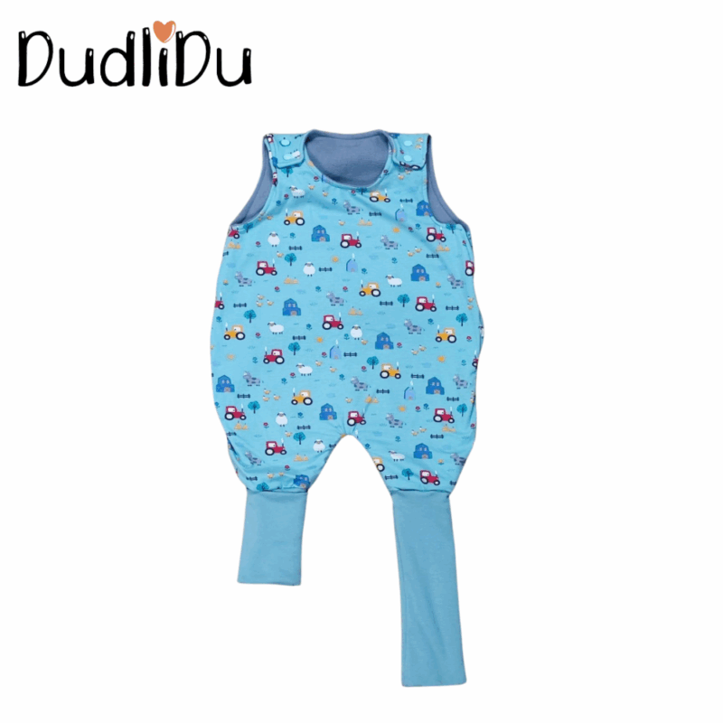 Totyogó hálózsák /pamut jersey + polár/ - A tanyán (kék)